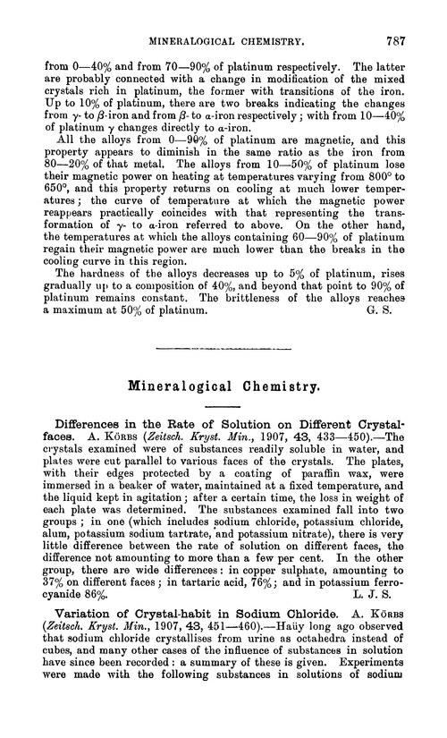 Mineralogical chemistry