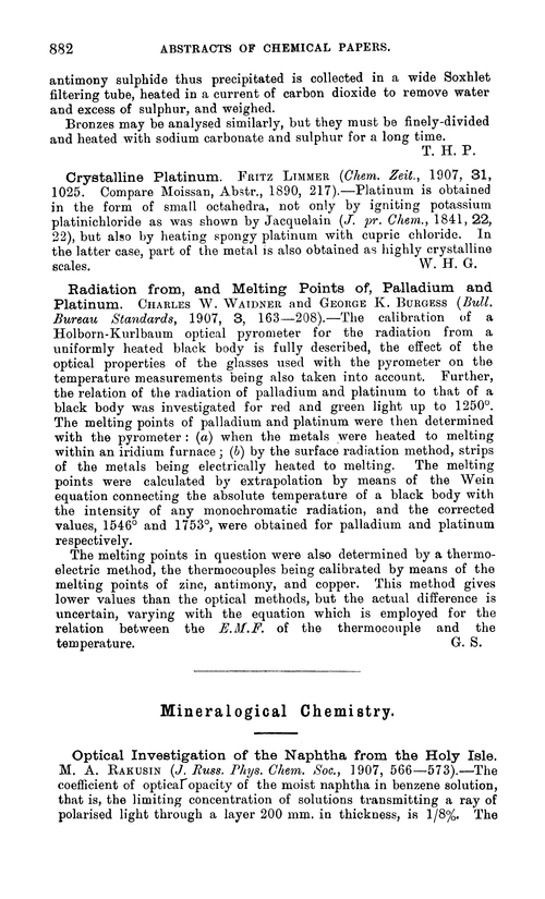 Mineralogical chemistry