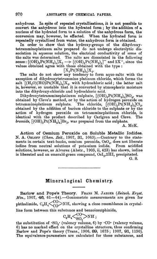 Mineralogical chemistry