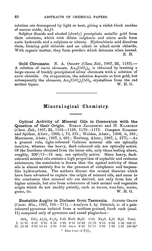 Mineralogical chemistry