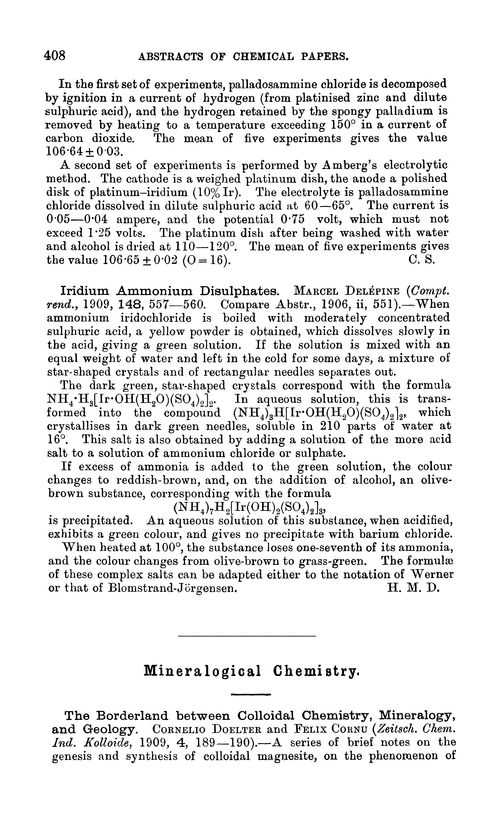 Mineralogical chemistry