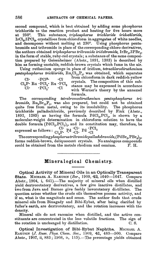 Mineralogical chemistry