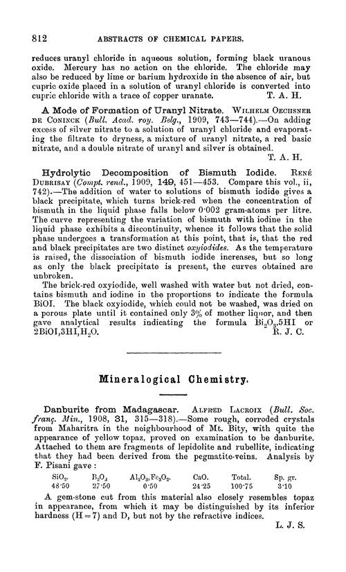 Mineralogical chemistry
