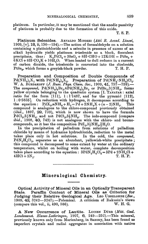 Mineralogical chemistry