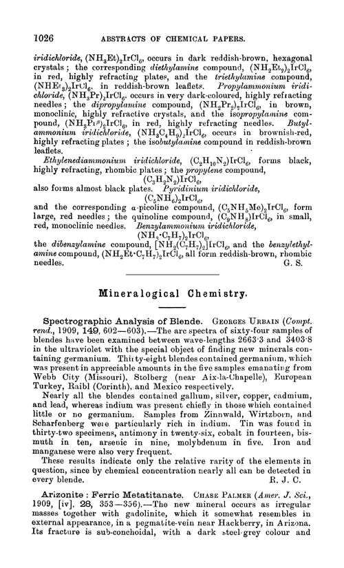 Mineralogical chemistry