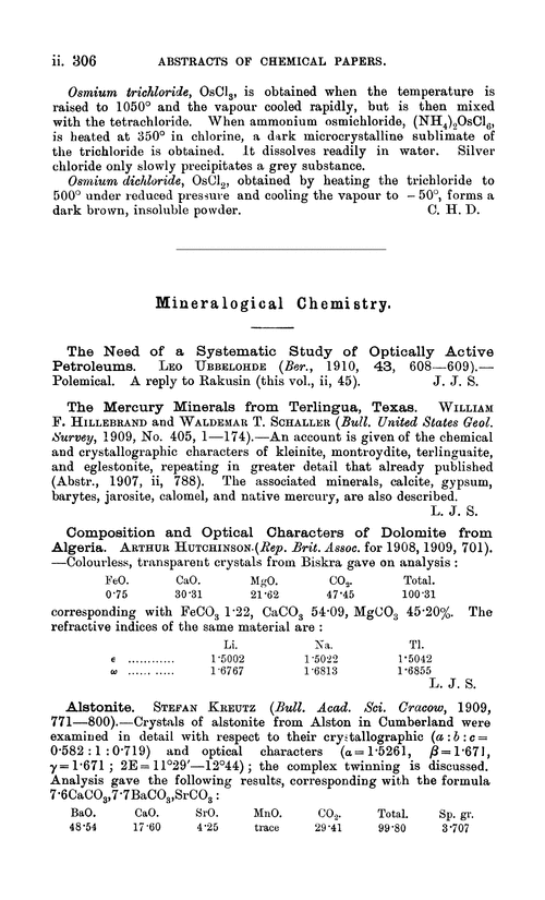 Mineralogical chemistry