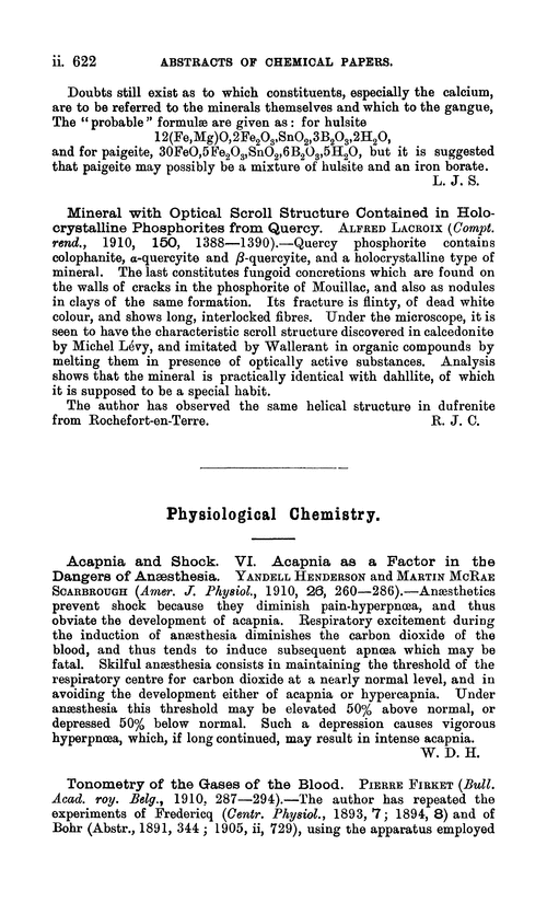 Physiological chemistry