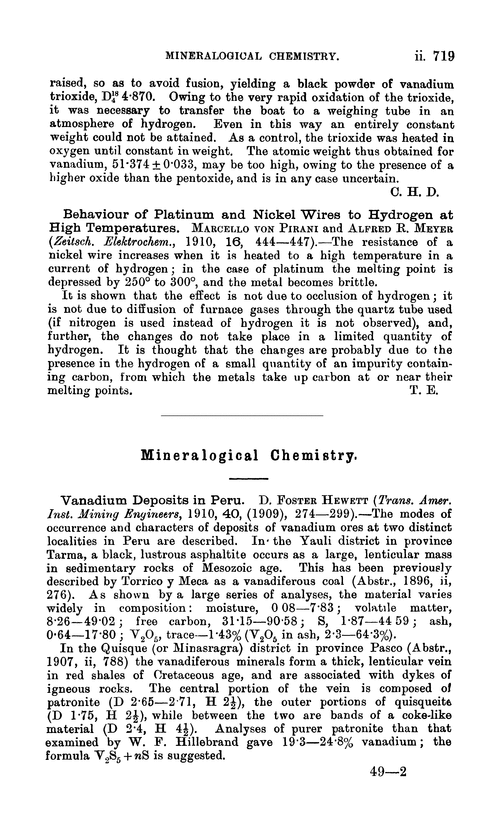 Mineralogical chemistry