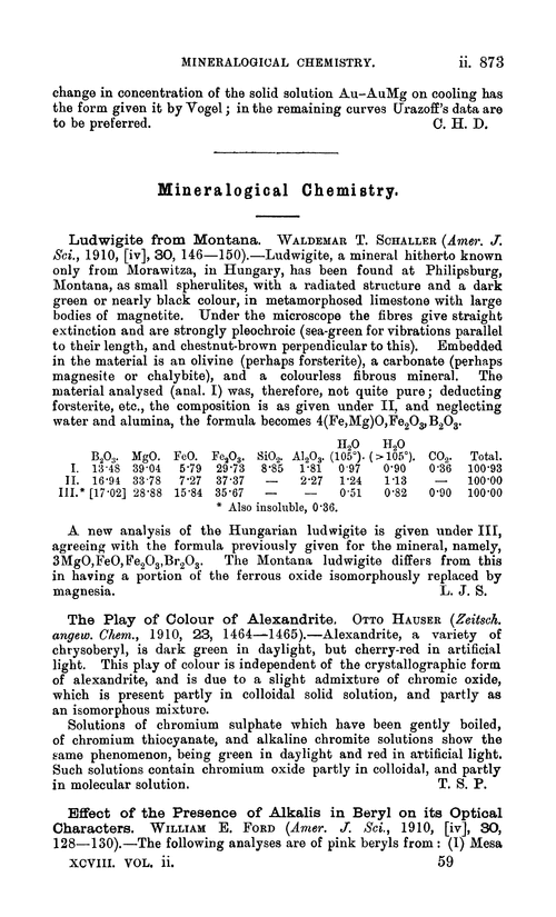 Mineralogical chemistry