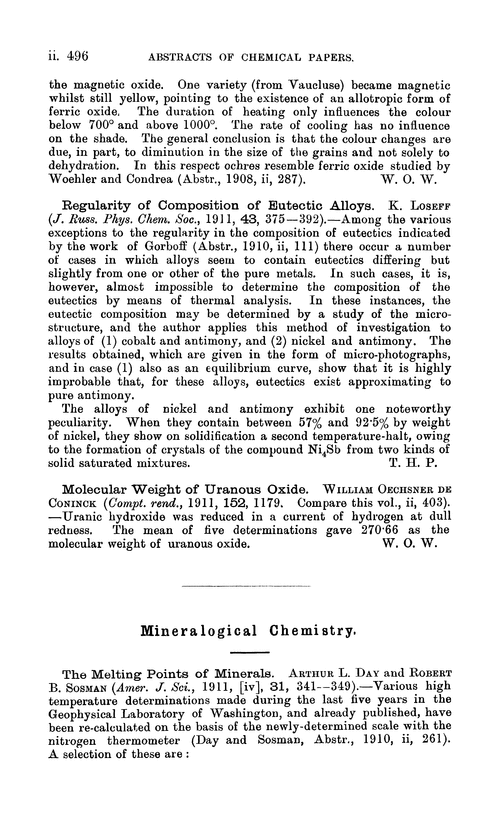 Mineralogical chemistry