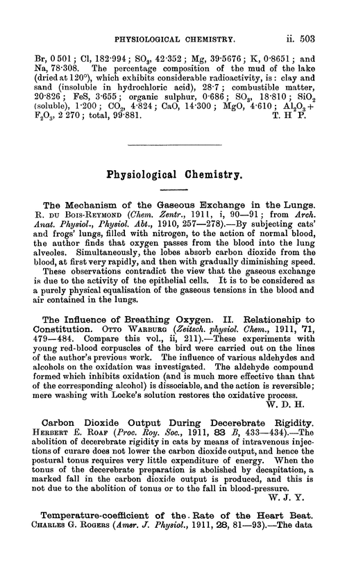 Physiological chemistry