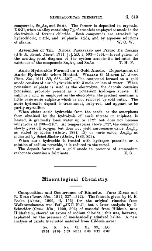 Mineralogical chemistry