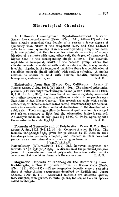 Mineralogical chemistry
