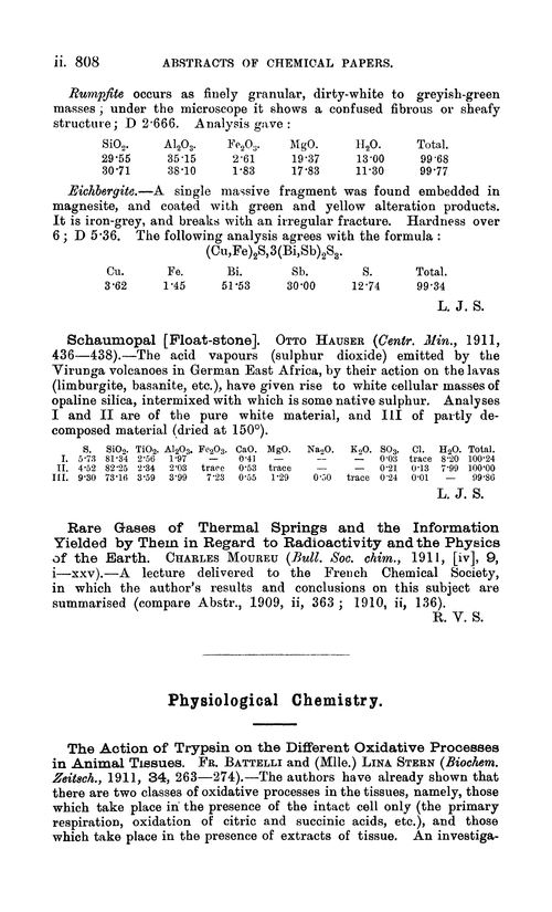 Physiological chemistry