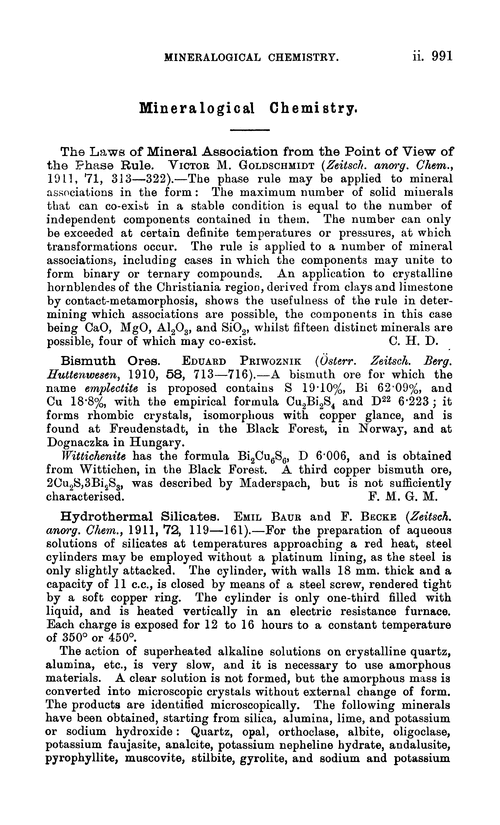 Mineralogical chemistry