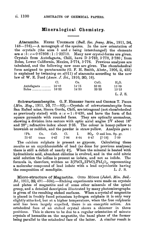 Mineralogical chemistry