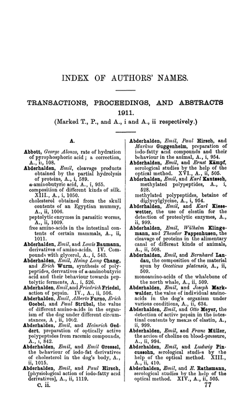 Index of authors' names