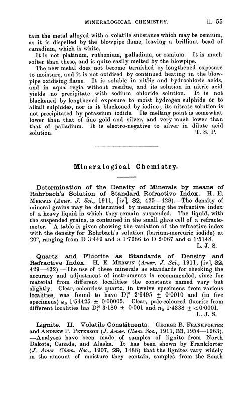 Mineralogical chemistry