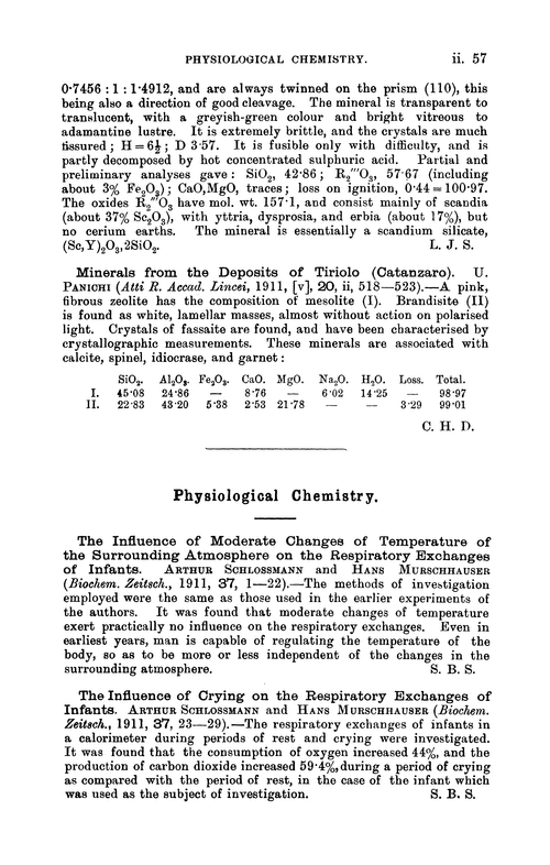 Physiological chemistry