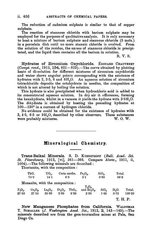 Mineralogical chemistry