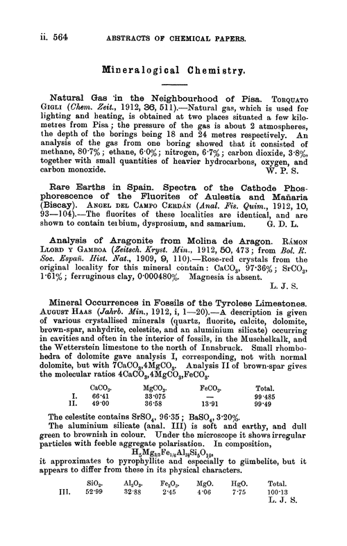 Mineralogical chemistry