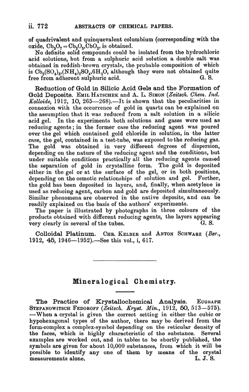 Mineralogical chemistry