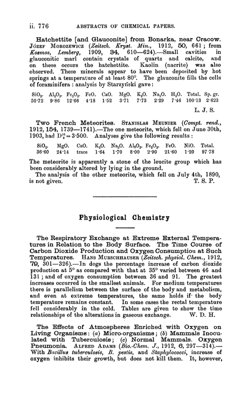 Physiological chemistry