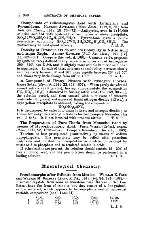 Mineralogical chemistry