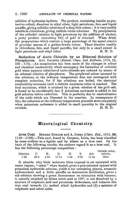 Mineralogical chemistry