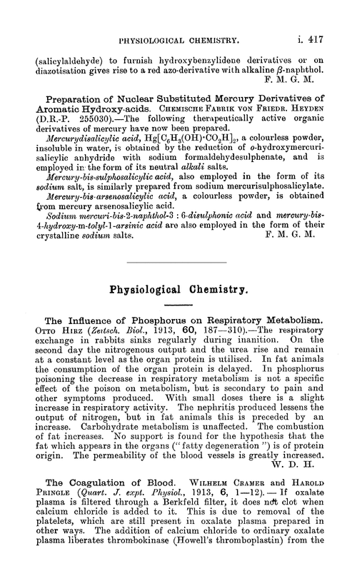 Physiological chemistry