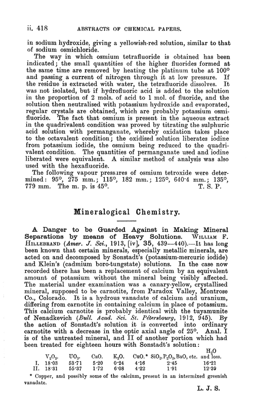 Mineralogical chemistry