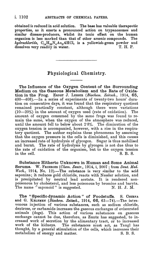 Physiological chemistry