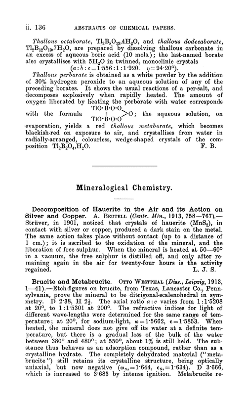 Mineralogical chemistry