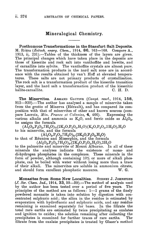 Mineralogical chemistry