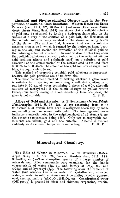 Mineralogical chemistry
