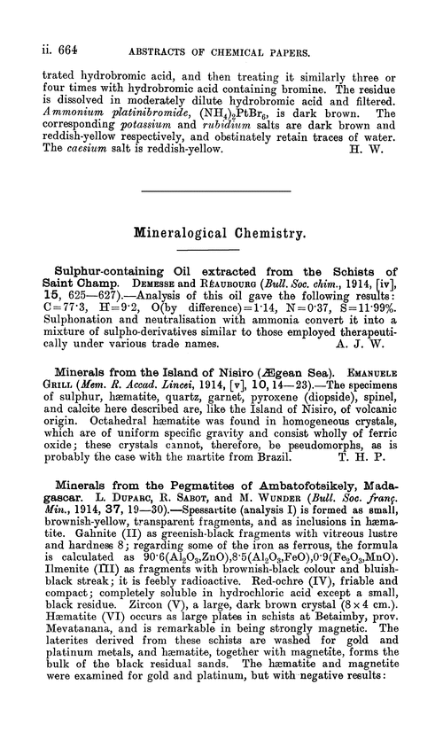 Mineralogical chemistry