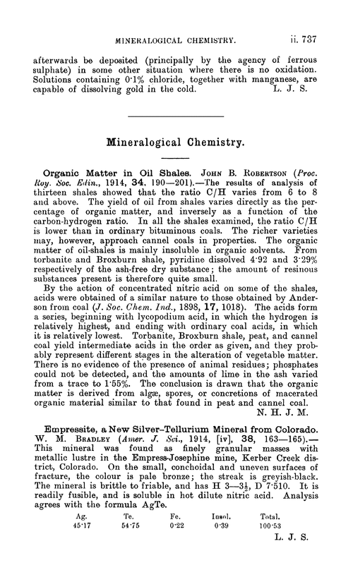 Mineralogical chemistry