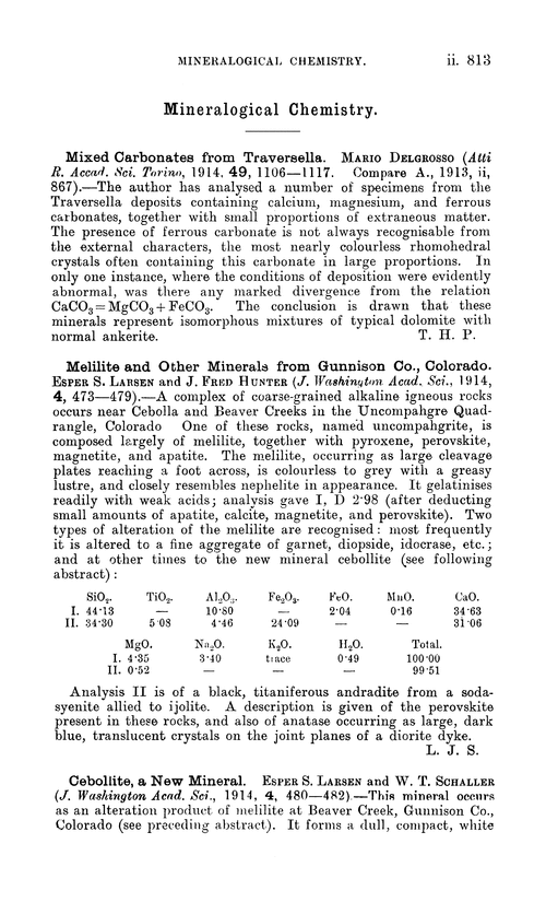 Mineralogical chemistry