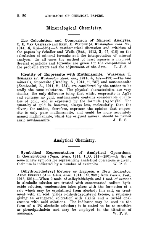 Mineralogical chemistry