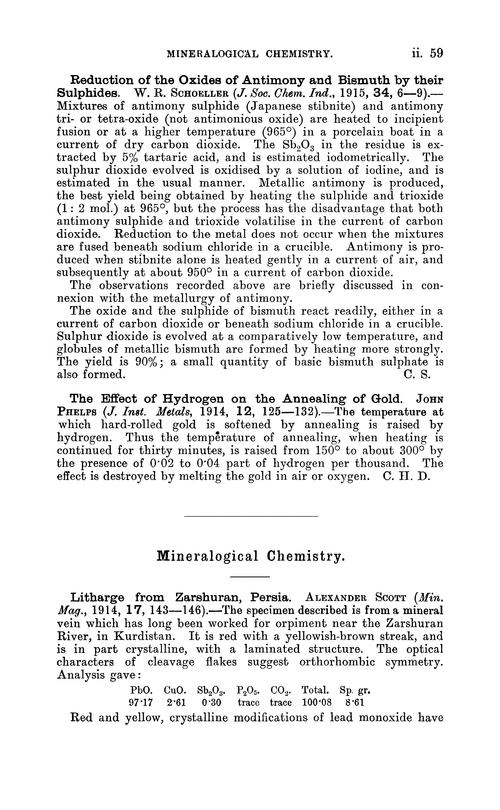 Mineralogical chemistry