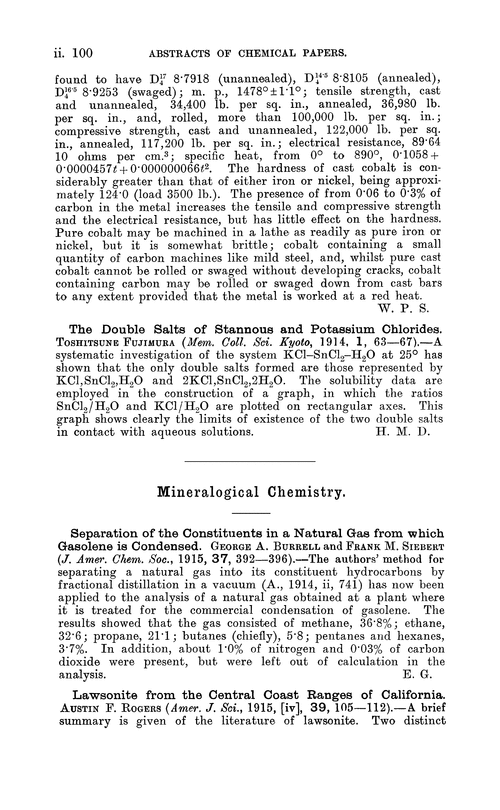 Mineralogical chemistry
