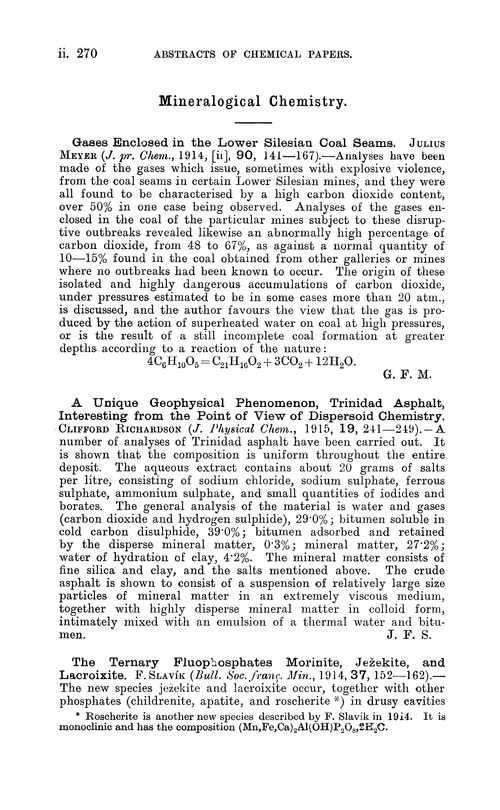 Mineralogical chemistry