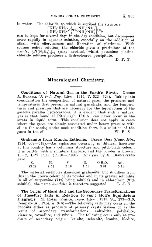 Mineralogical chemistry