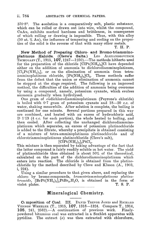 Mineralogical chemistry