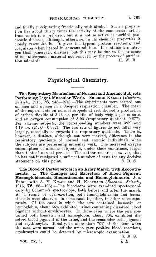 Physiological chemistry