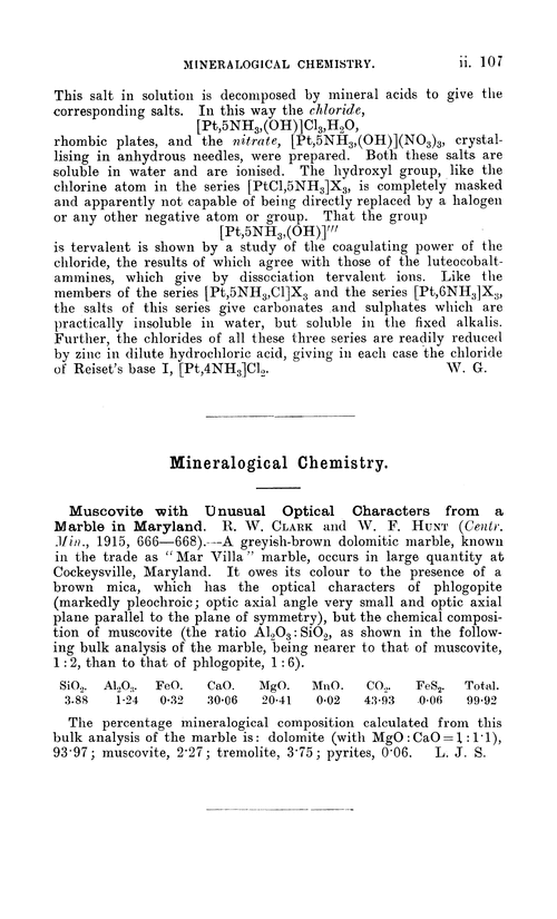 Mineralogical chemistry