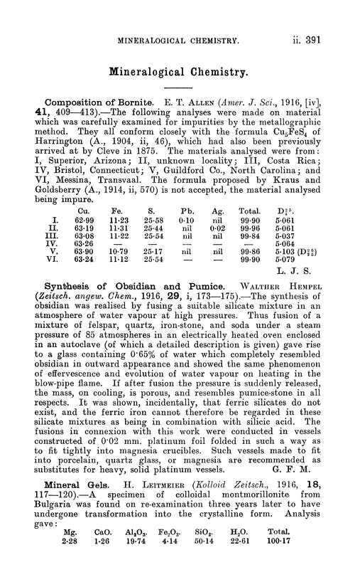 Mineralogical chemistry