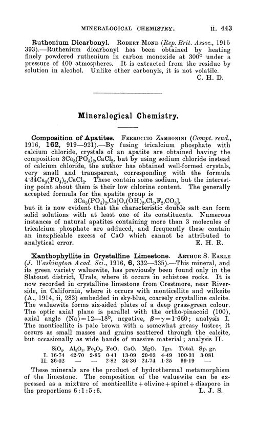 Mineralogical chemistry