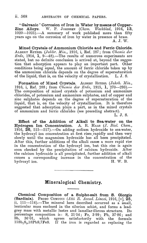 Mineralogical chemistry