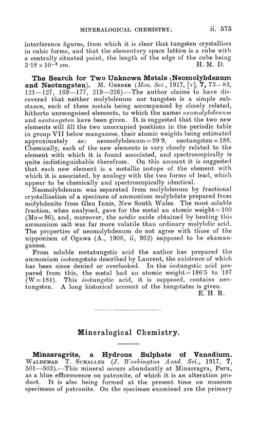 Mineralogical chemistry
